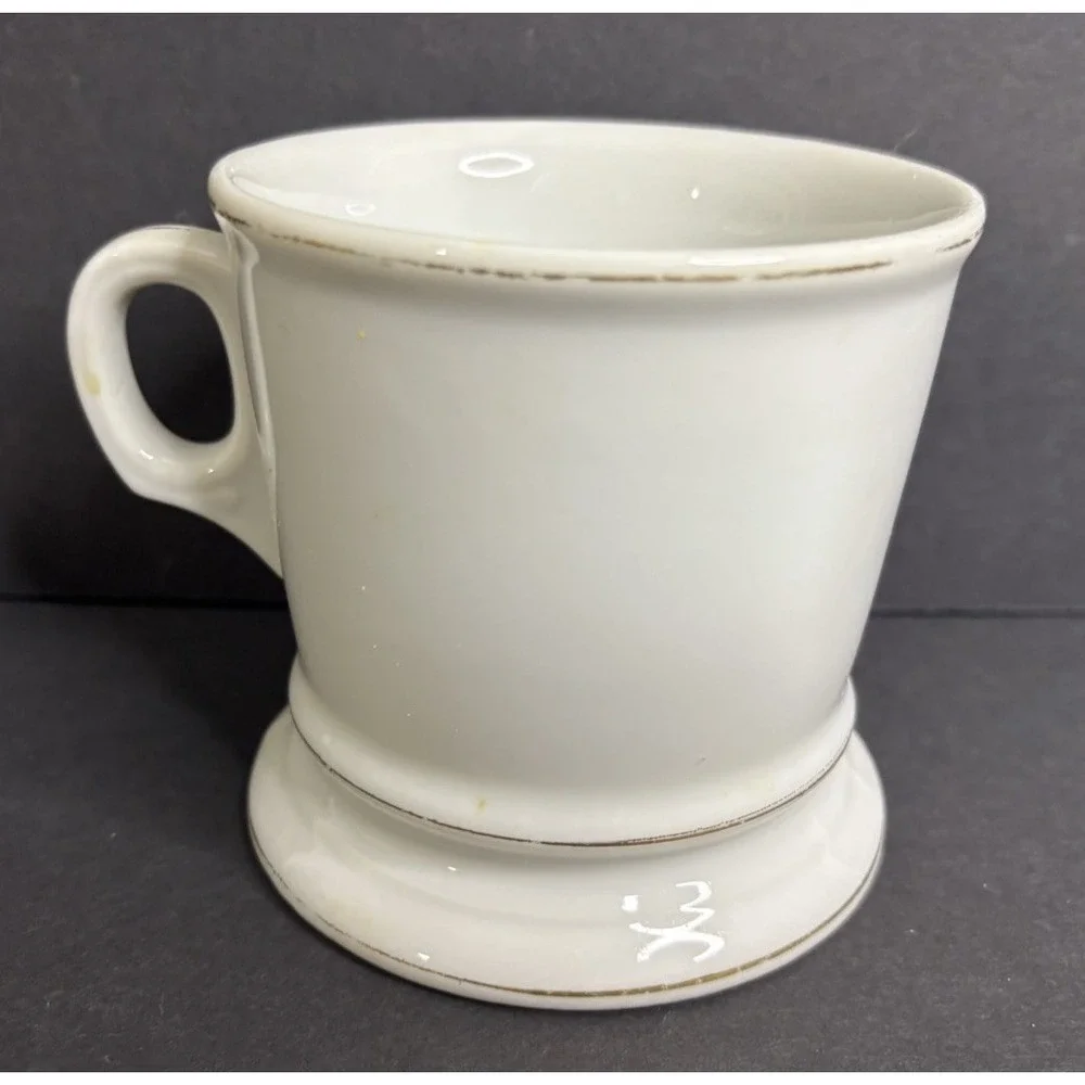 Fireman Occupational Shaving Mug White Gold Trim Vintage Ever Alert